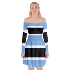 Botswana Flag Map Geography Off Shoulder Skater Dress by Sapixe