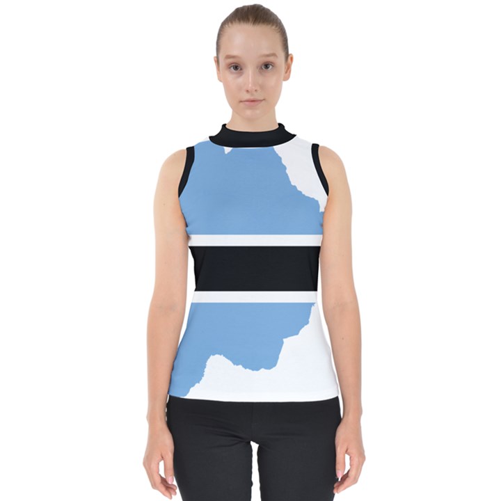 Botswana Flag Map Geography Mock Neck Shell Top