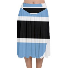 Botswana Flag Map Geography Velvet Flared Midi Skirt by Sapixe