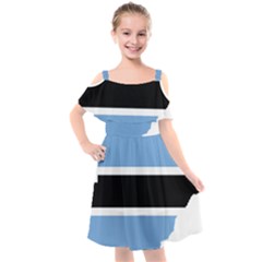 Botswana Flag Map Geography Kids  Cut Out Shoulders Chiffon Dress by Sapixe