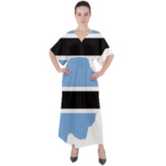 Botswana Flag Map Geography V-neck Boho Style Maxi Dress