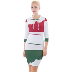 Hungary Country Europe Flag Quarter Sleeve Hood Bodycon Dress by Sapixe