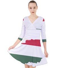 Hungary Country Europe Flag Quarter Sleeve Front Wrap Dress by Sapixe