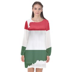 Hungary Country Europe Flag Long Sleeve Chiffon Shift Dress  by Sapixe