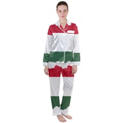 Hungary Country Europe Flag Satin Long Sleeve Pyjamas Set by Sapixe