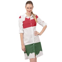 Hungary Country Europe Flag Long Sleeve Mini Shirt Dress by Sapixe