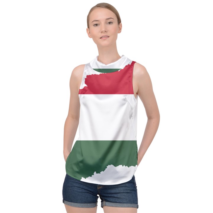 Hungary Country Europe Flag High Neck Satin Top