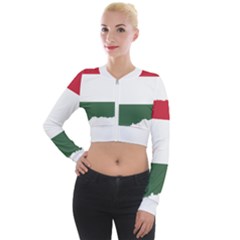 Hungary Country Europe Flag Long Sleeve Cropped Velvet Jacket by Sapixe