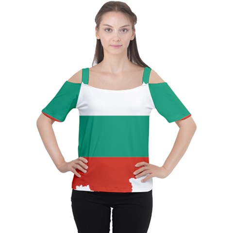 Bulgaria Country Europe Flag Cutout Shoulder Tee by Sapixe