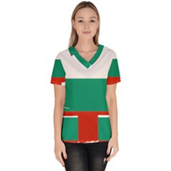 Bulgaria Country Europe Flag Women s V-neck Scrub Top by Sapixe