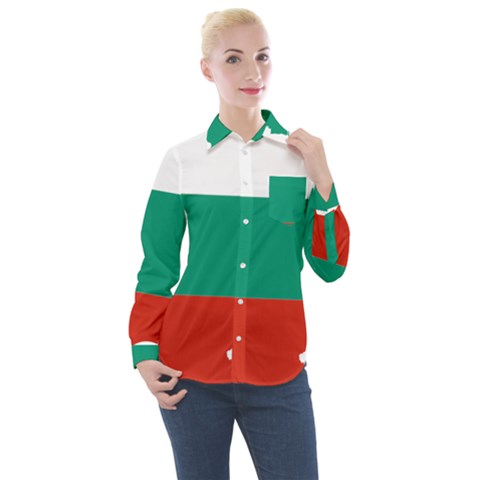 Bulgaria Country Europe Flag Women s Long Sleeve Pocket Shirt by Sapixe