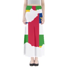 Central African Republic Flag Map Full Length Maxi Skirt by Sapixe