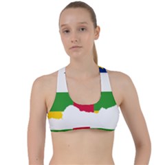 Central African Republic Flag Map Criss Cross Racerback Sports Bra by Sapixe