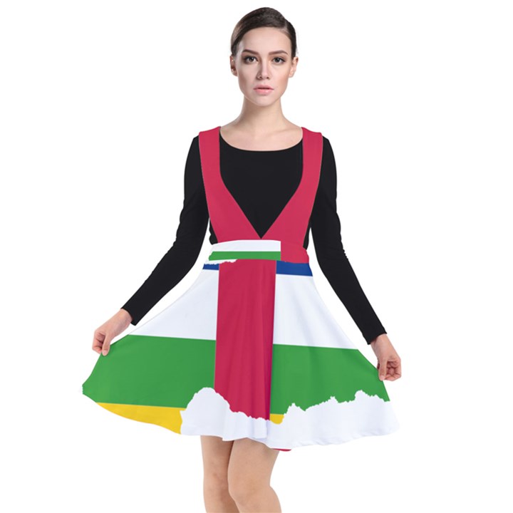 Central African Republic Flag Map Plunge Pinafore Dress