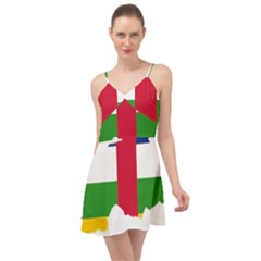 Central African Republic Flag Map Summer Time Chiffon Dress by Sapixe