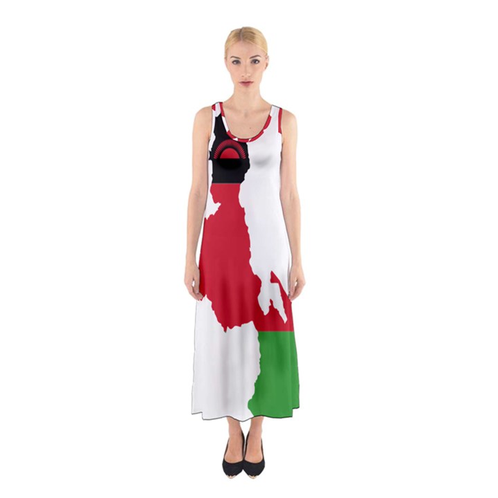 Malawi Flag Map Geography Outline Sleeveless Maxi Dress