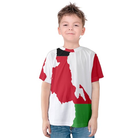 Malawi Flag Map Geography Outline Kids  Cotton Tee by Sapixe