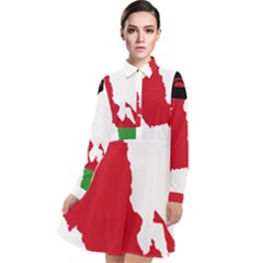 Malawi Flag Map Geography Outline Long Sleeve Chiffon Shirt Dress by Sapixe