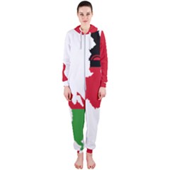 Malawi Flag Map Geography Outline Hooded Jumpsuit (ladies) 