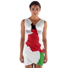 Malawi Flag Map Geography Outline Wrap Front Bodycon Dress by Sapixe