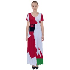 Malawi Flag Map Geography Outline High Waist Short Sleeve Maxi Dress by Sapixe