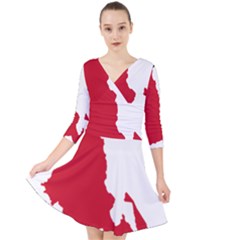 Malawi Flag Map Geography Outline Quarter Sleeve Front Wrap Dress by Sapixe