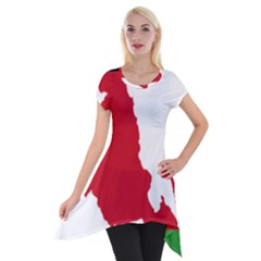 Malawi Flag Map Geography Outline Short Sleeve Side Drop Tunic by Sapixe