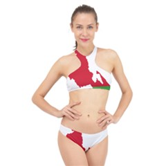 Malawi Flag Map Geography Outline High Neck Bikini Set by Sapixe