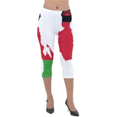 Malawi Flag Map Geography Outline Lightweight Velour Capri Leggings  by Sapixe