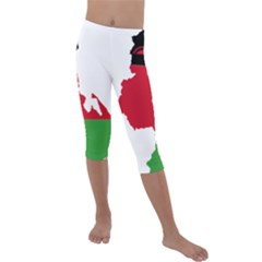 Malawi Flag Map Geography Outline Kids  Lightweight Velour Capri Leggings  by Sapixe