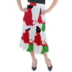 Malawi Flag Map Geography Outline Midi Mermaid Skirt by Sapixe