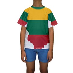 Lithuania Country Europe Flag Kids  Short Sleeve Swimwear by Sapixe