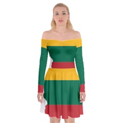 Lithuania Country Europe Flag Off Shoulder Skater Dress by Sapixe