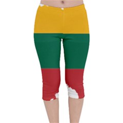 Lithuania Country Europe Flag Velvet Capri Leggings 