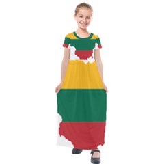 Lithuania Country Europe Flag Kids  Short Sleeve Maxi Dress by Sapixe