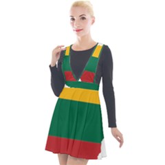 Lithuania Country Europe Flag Plunge Pinafore Velour Dress by Sapixe