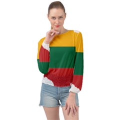 Lithuania Country Europe Flag Banded Bottom Chiffon Top