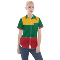 Lithuania Country Europe Flag Women s Short Sleeve Pocket Shirt