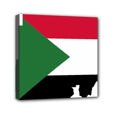 Sudan Flag Map Geography Outline Mini Canvas 6  X 6  (stretched) by Sapixe