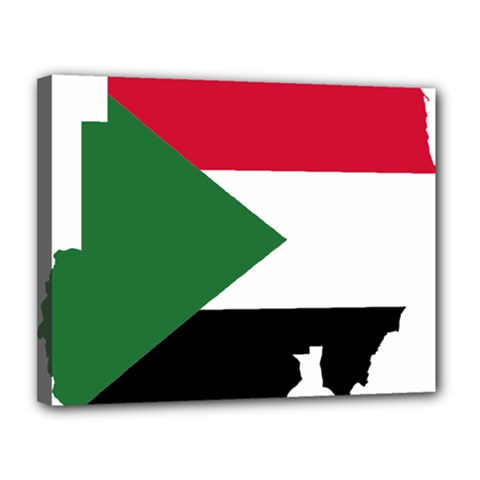 Sudan Flag Map Geography Outline Canvas 14  X 11  (stretched) by Sapixe