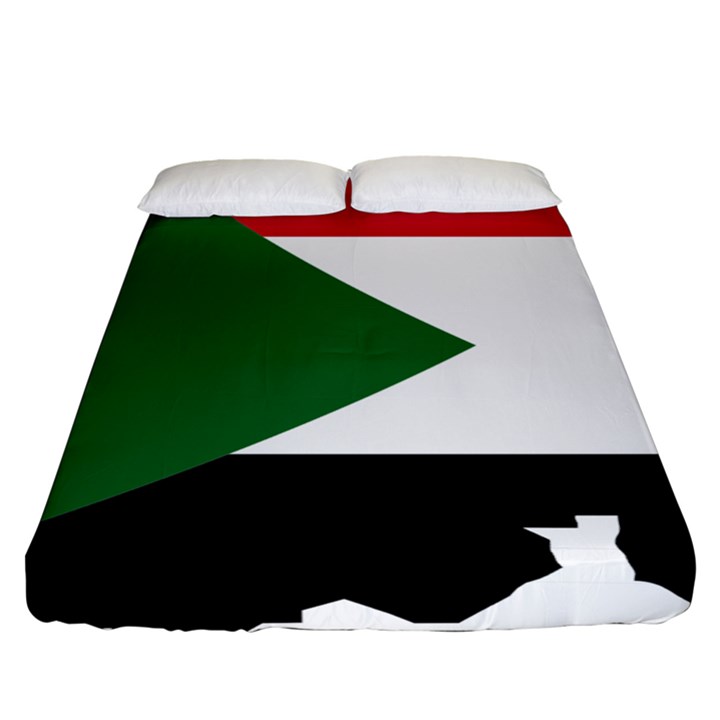 Sudan Flag Map Geography Outline Fitted Sheet (Queen Size)