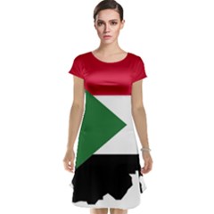 Sudan Flag Map Geography Outline Cap Sleeve Nightdress by Sapixe