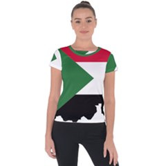 Sudan Flag Map Geography Outline Short Sleeve Sports Top  by Sapixe