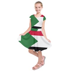 Sudan Flag Map Geography Outline Kids  Short Sleeve Dress by Sapixe