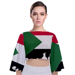 Sudan Flag Map Geography Outline Tie Back Butterfly Sleeve Chiffon Top by Sapixe