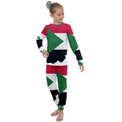 Sudan Flag Map Geography Outline Kids  Long Sleeve Set  by Sapixe