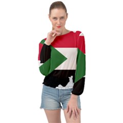 Sudan Flag Map Geography Outline Banded Bottom Chiffon Top