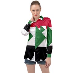 Sudan Flag Map Geography Outline Long Sleeve Satin Shirt