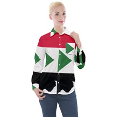 Sudan Flag Map Geography Outline Women s Long Sleeve Pocket Shirt