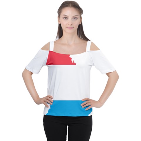 Luxembourg Country Europe Flag Cutout Shoulder Tee by Sapixe